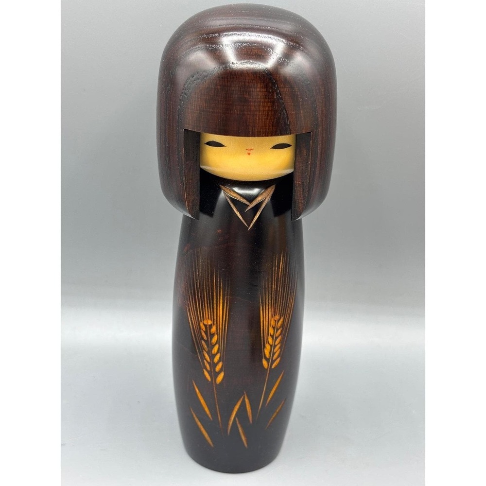 Vintage Japanese Kokeshi Doll Creative Wheat Design Okamoto Usaburo